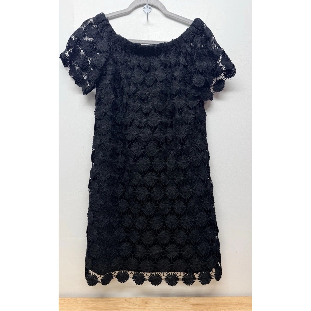 Trina Turk Black Floral Overlay Lace Mini Dress Women's Large Cocktail #50 - Picture 3 of 10